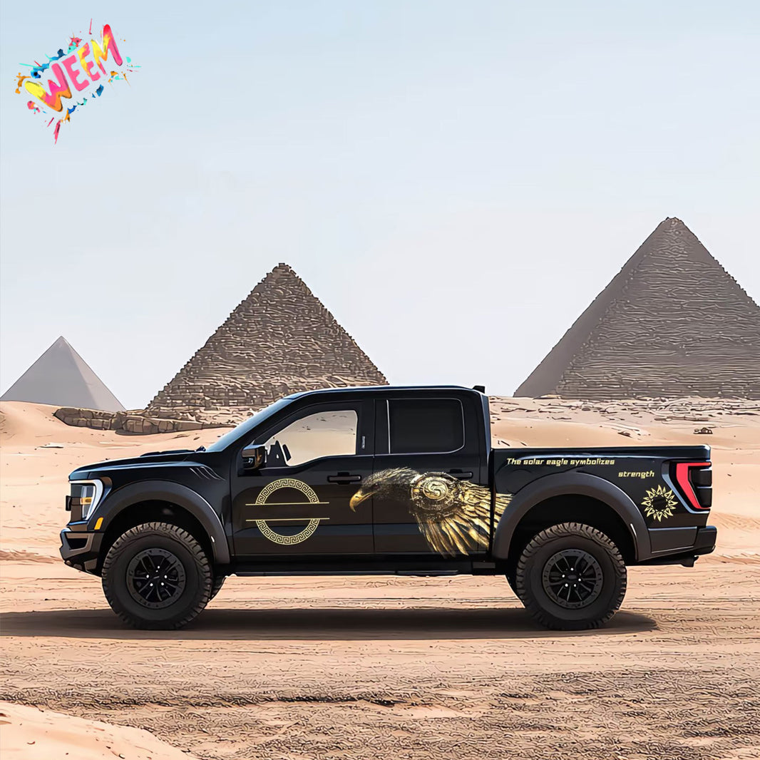 Solar Eagle Wing Truck Decal for Ford Raptor | Gold Emblem Vinyl Wrap