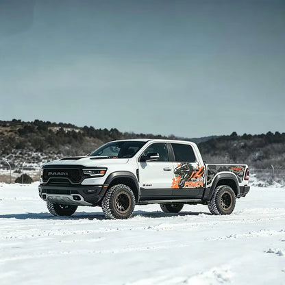 Dinosaur Camo Vinyl Wrap Applied on Truck – Off-Road Performance Decal Side View