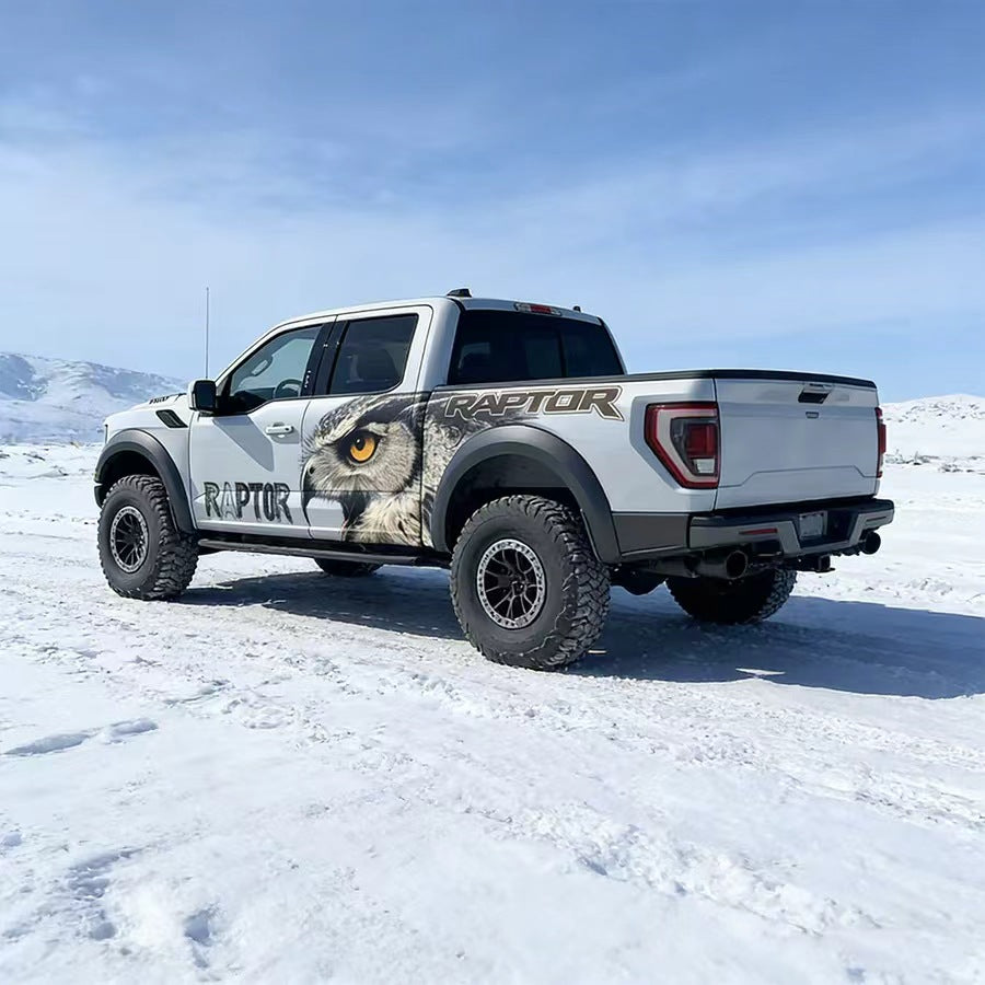 Predator Vision Owl Vinyl Wrap Applied on Ford Raptor – Raptor Truck Decal Side View