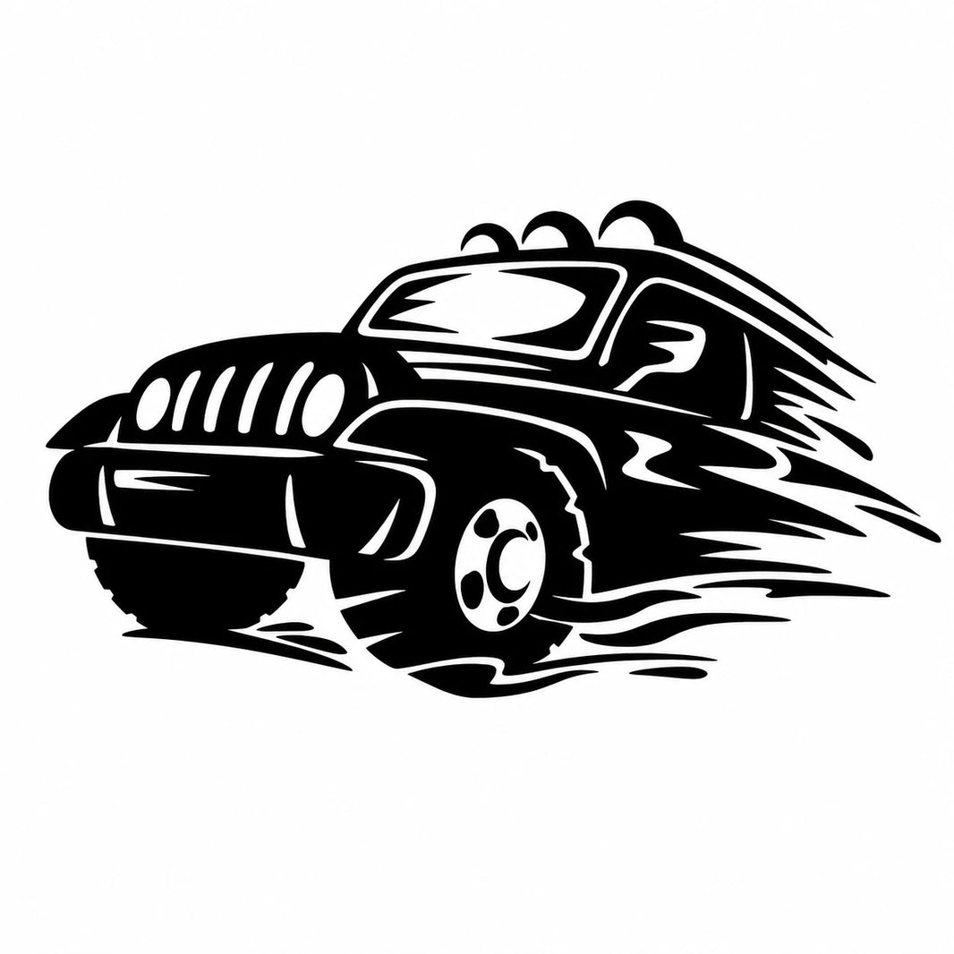Jeep 4x4 off-road speed graphic black silhouette vinyl decal design isolated on white background