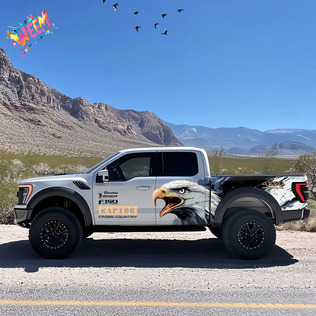 Bald Eagle Pickup Truck Decal | Patriotic Off-Road Animal Vinyl Wrap Kit