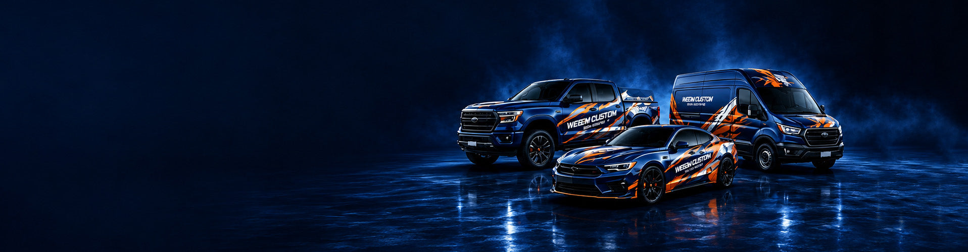 Custom Business Vehicle Wraps – Logos, Racing Stripes & Unique Designs for Vans, Trucks & Cars | WEEM Custom
