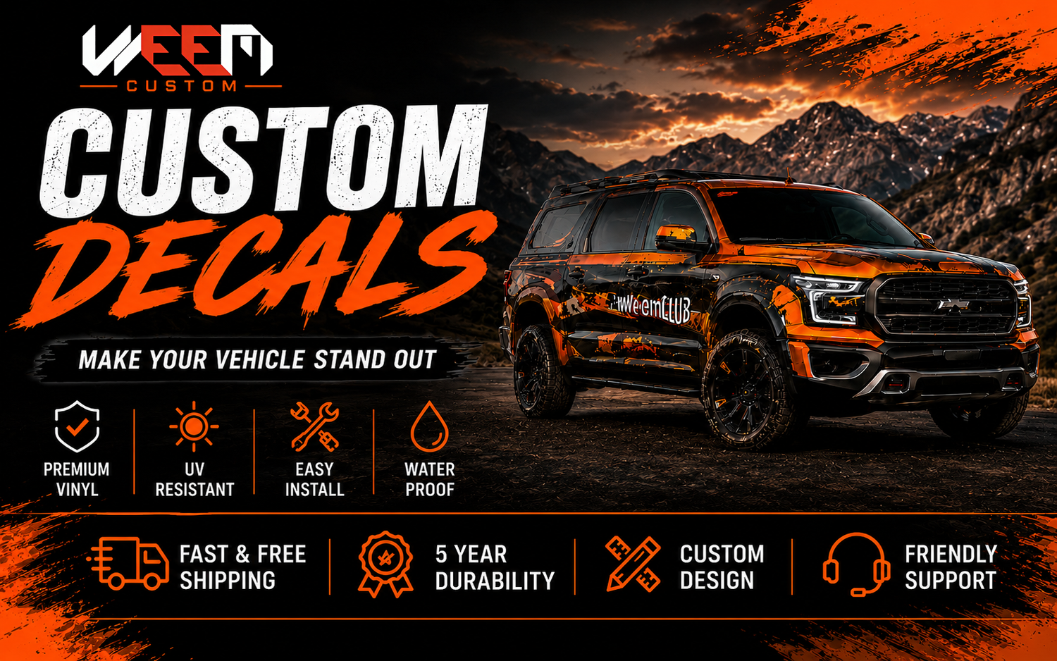 Custom Car Decals – Make Your Vehicle Stand Out | WEEM Custom