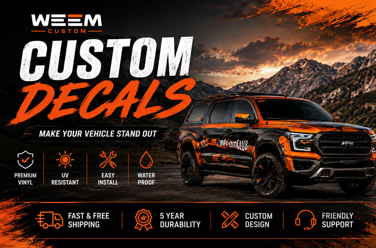 Custom Car Decals – Personalized Decals for Cars, Trucks, Jeeps & More | WEEM Custom