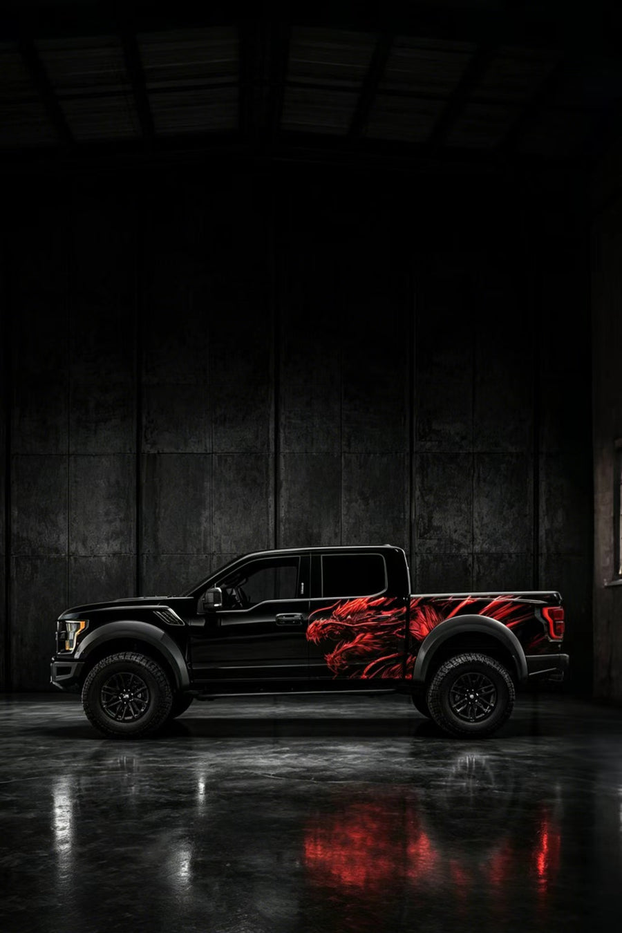 WEEM bold vinyl truck decals – red dragon graphics for pickup trucks and SUVs