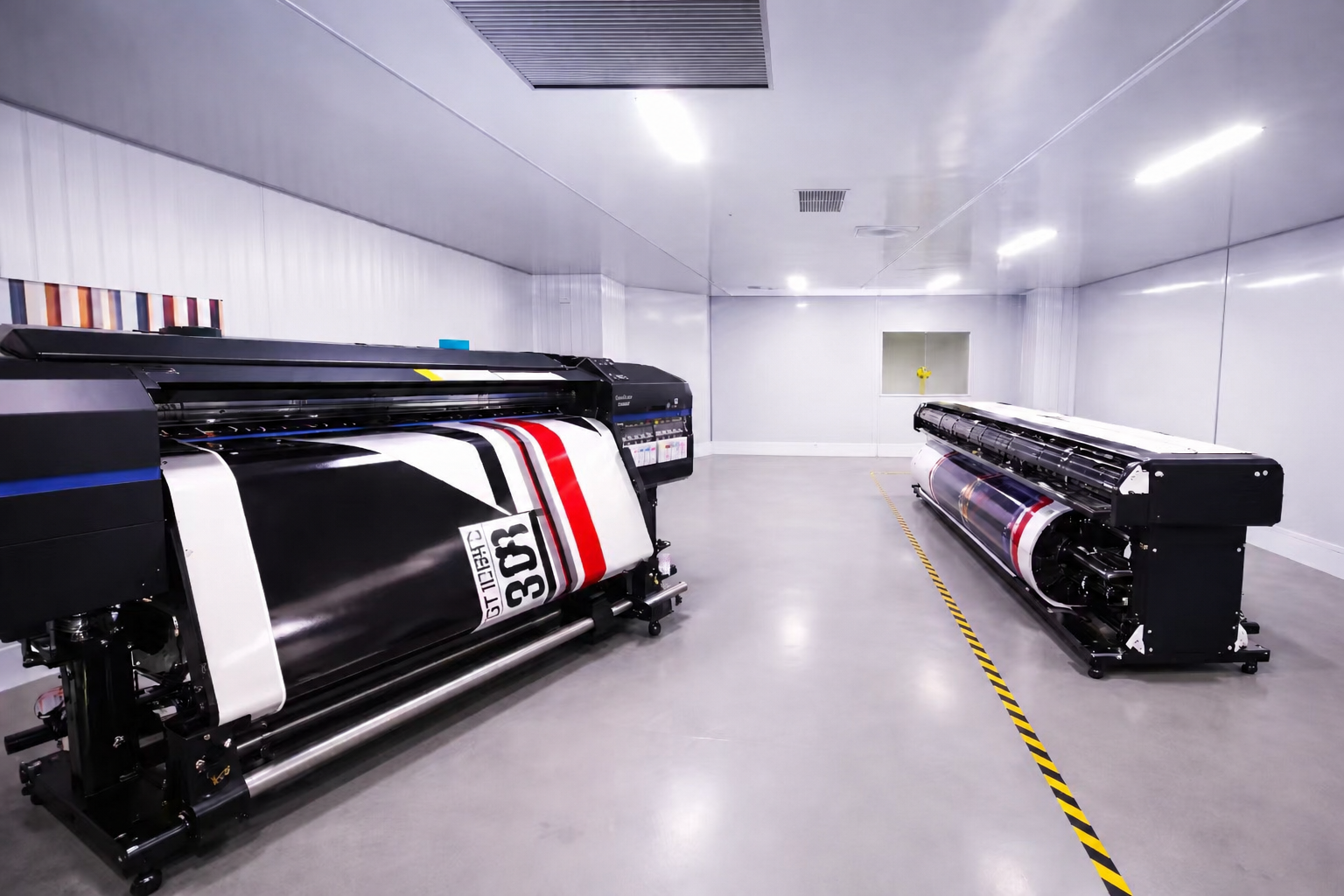 WEEMCUSTOM in-house vinyl decal production facility with large-format printing equipment