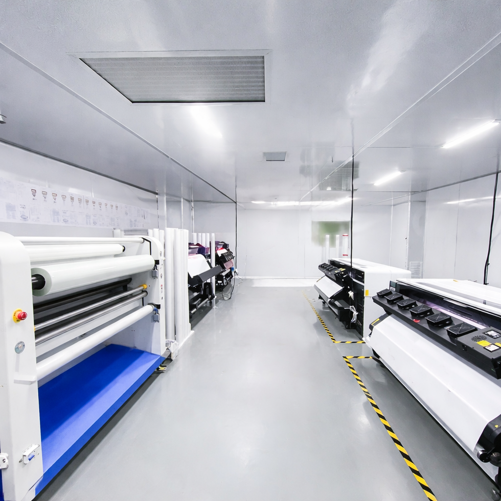 WEEMCUSTOM vinyl decal printing facility – professional large-format production equipment for custom automotive graphics