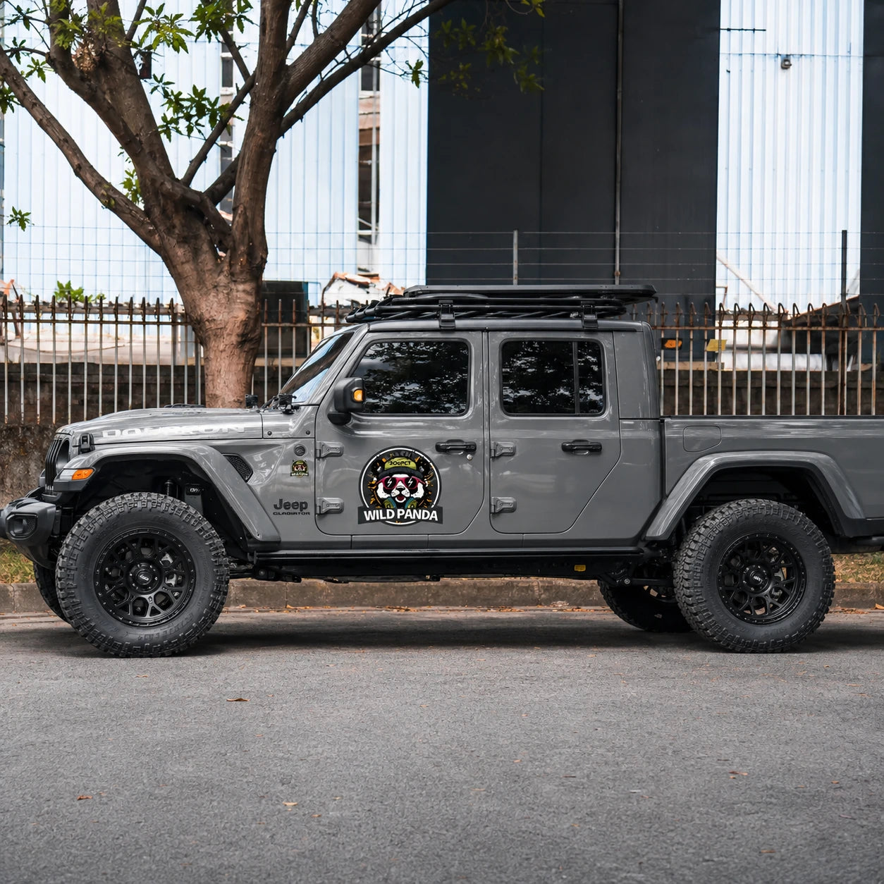Wild Panda 300PCT vinyl decal sticker on Jeep Gladiator full side view street