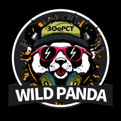 Wild Panda 300PCT vinyl decal circle logo panda sunglasses beanie black background